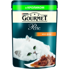 Gourmet Perle (Гурме Перл) Консервований порційний повнораціонний корм для дорослих котів з кроликом. Міні філе у підливці 85 г